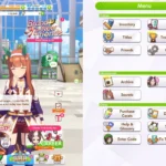 Giao diện Umamusume trên Steam với bố cục dọc và thanh log thông tin chi tiết