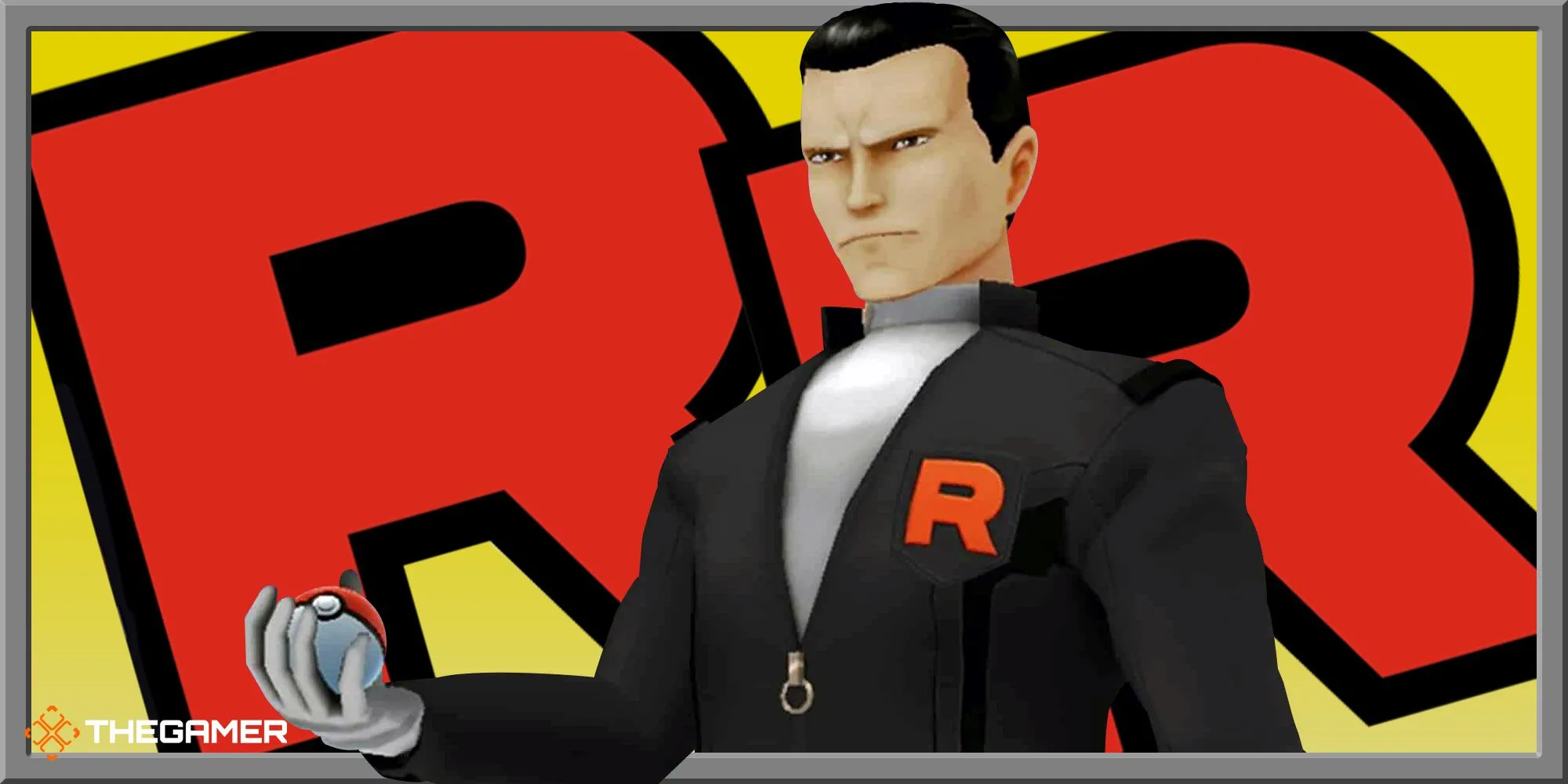 Giovanni với biểu tượng Team Rocket, trong một khung cảnh của Pokemon GO