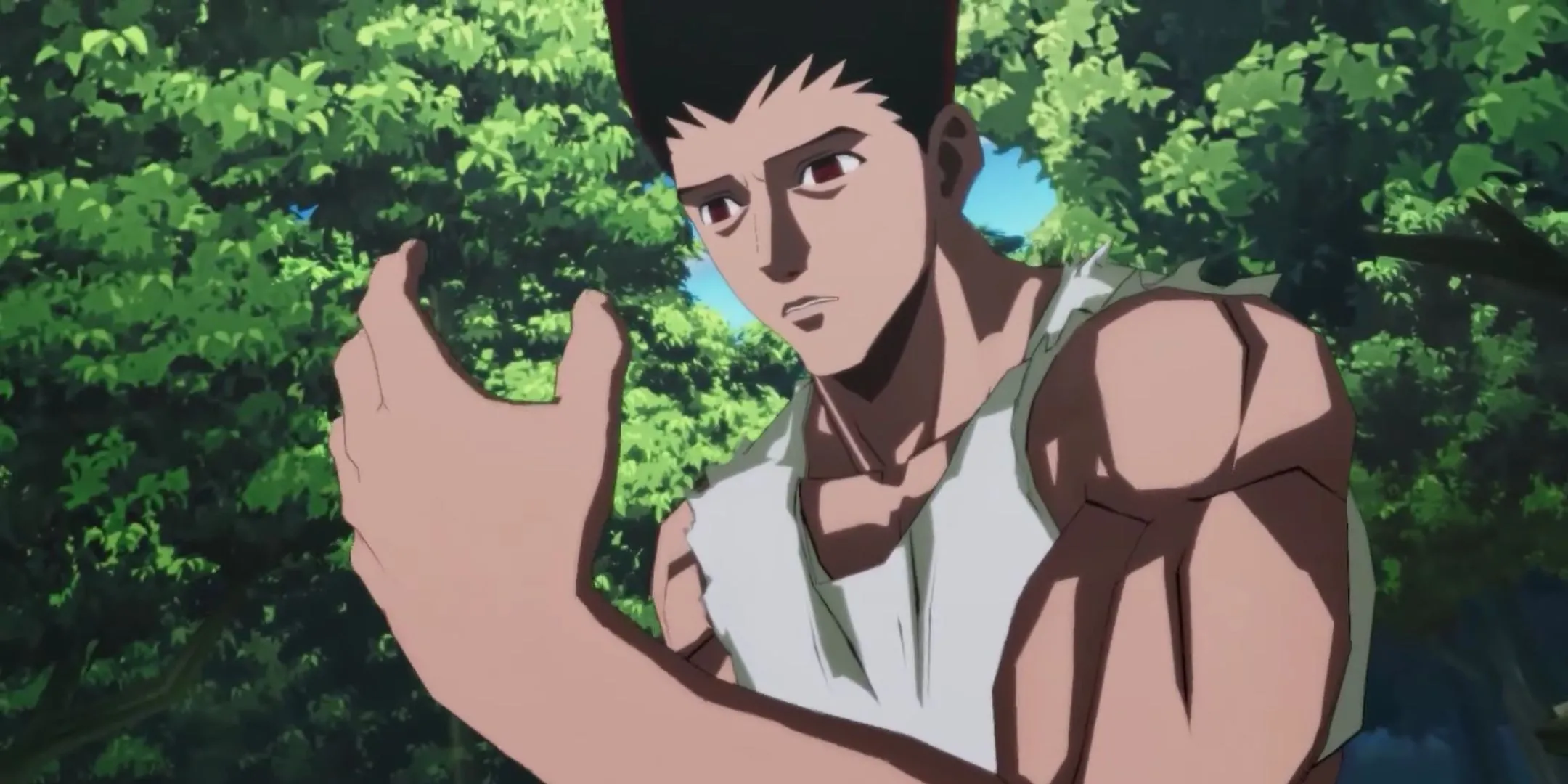 Gon Jajanken trong trạng thái biến hình cơ bắp trong Hunter x Hunter Nen x Impact
