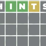 Hình ảnh minh họa bảng Wordle và dòng chữ "Hints" đại diện cho phần gợi ý chữ cái.