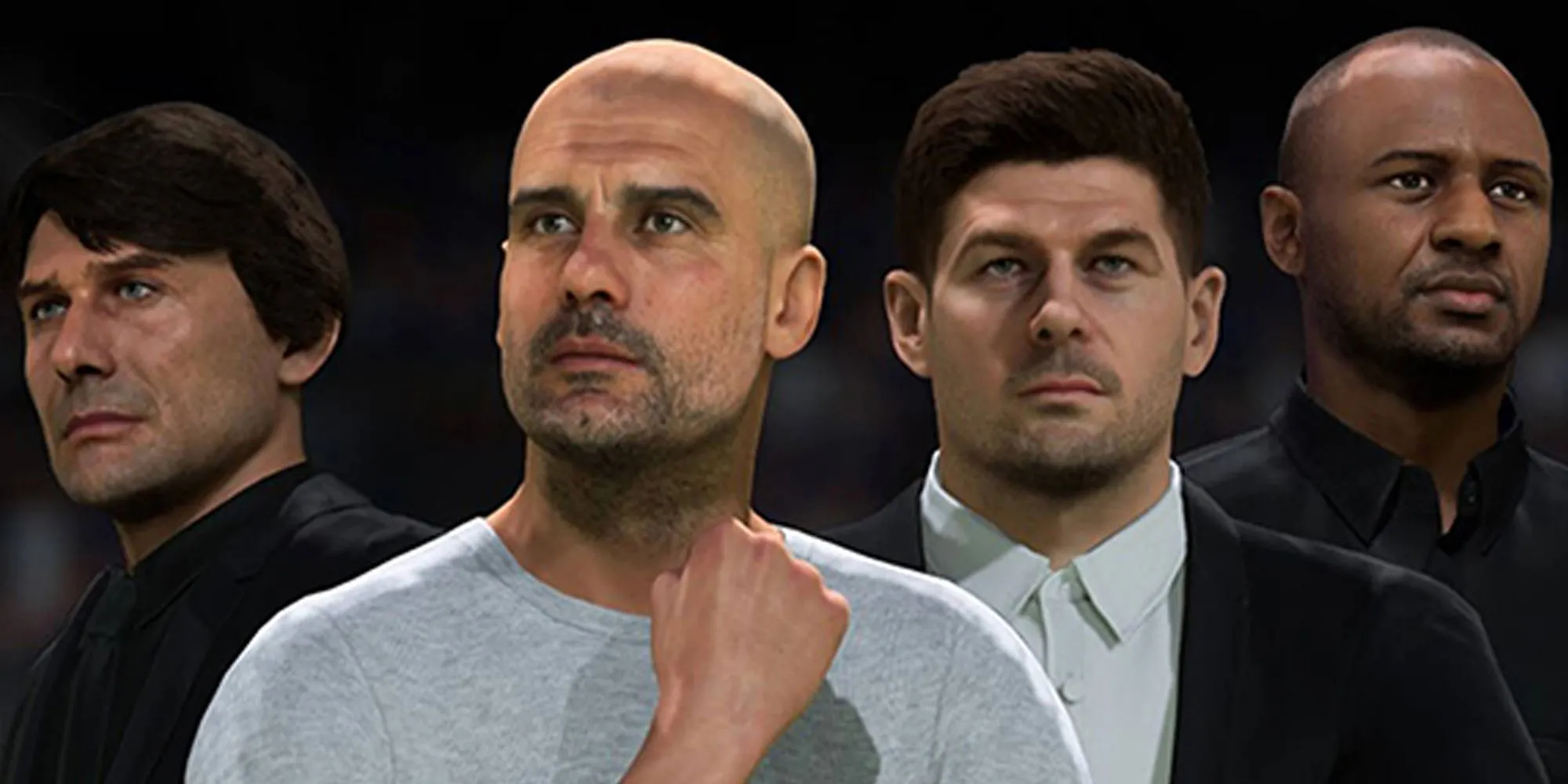 HLV Pep Guardiola, Conte và Klopp trong chế độ Career Mode FIFA 23, minh họa tính năng chuyển nhượng HLV