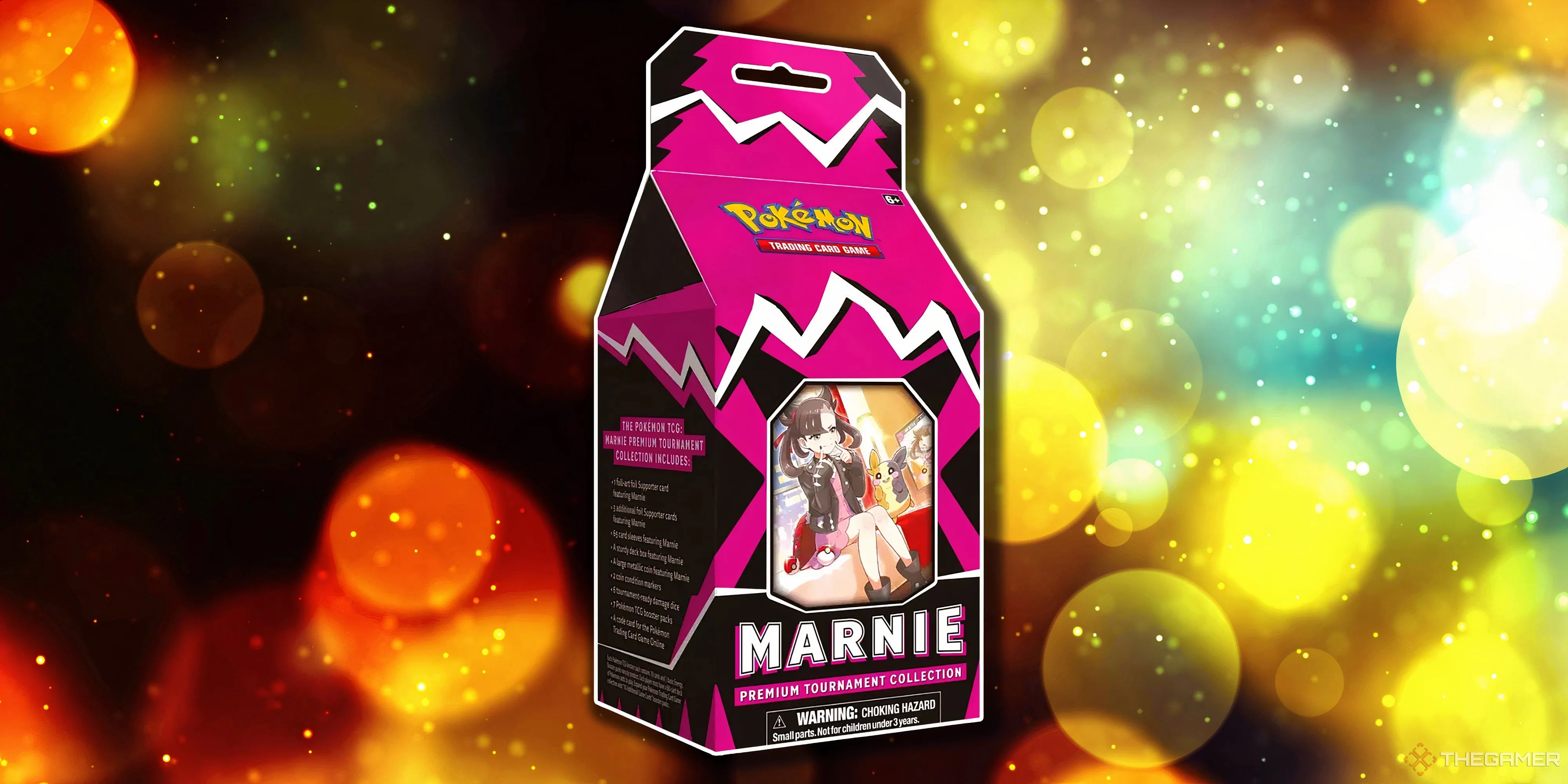 Hộp Premium Tournament Collection Marnie với thiết kế màu sắc đặc trưng của nhân vật, chứa đựng giá trị cao nhất.
