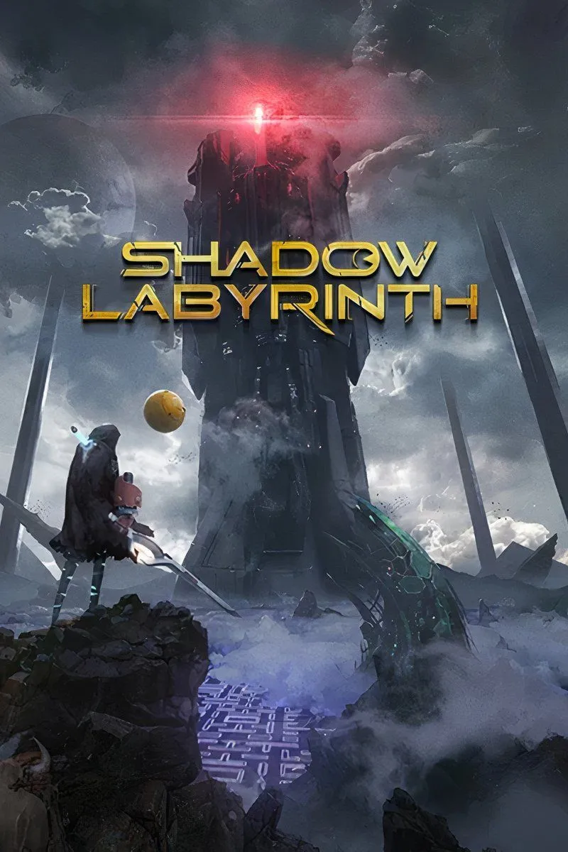 Logo và khung cảnh mê cung bí ẩn của game Shadow Labyrinth, tái tưởng tượng thế giới Pac-Man.