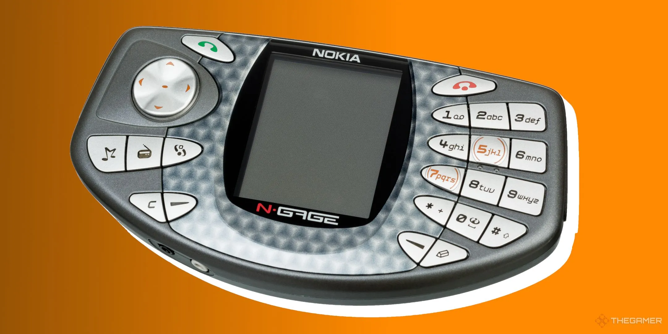 Máy chơi game Nokia N-Gage với thiết kế "taco" đặc trưng.