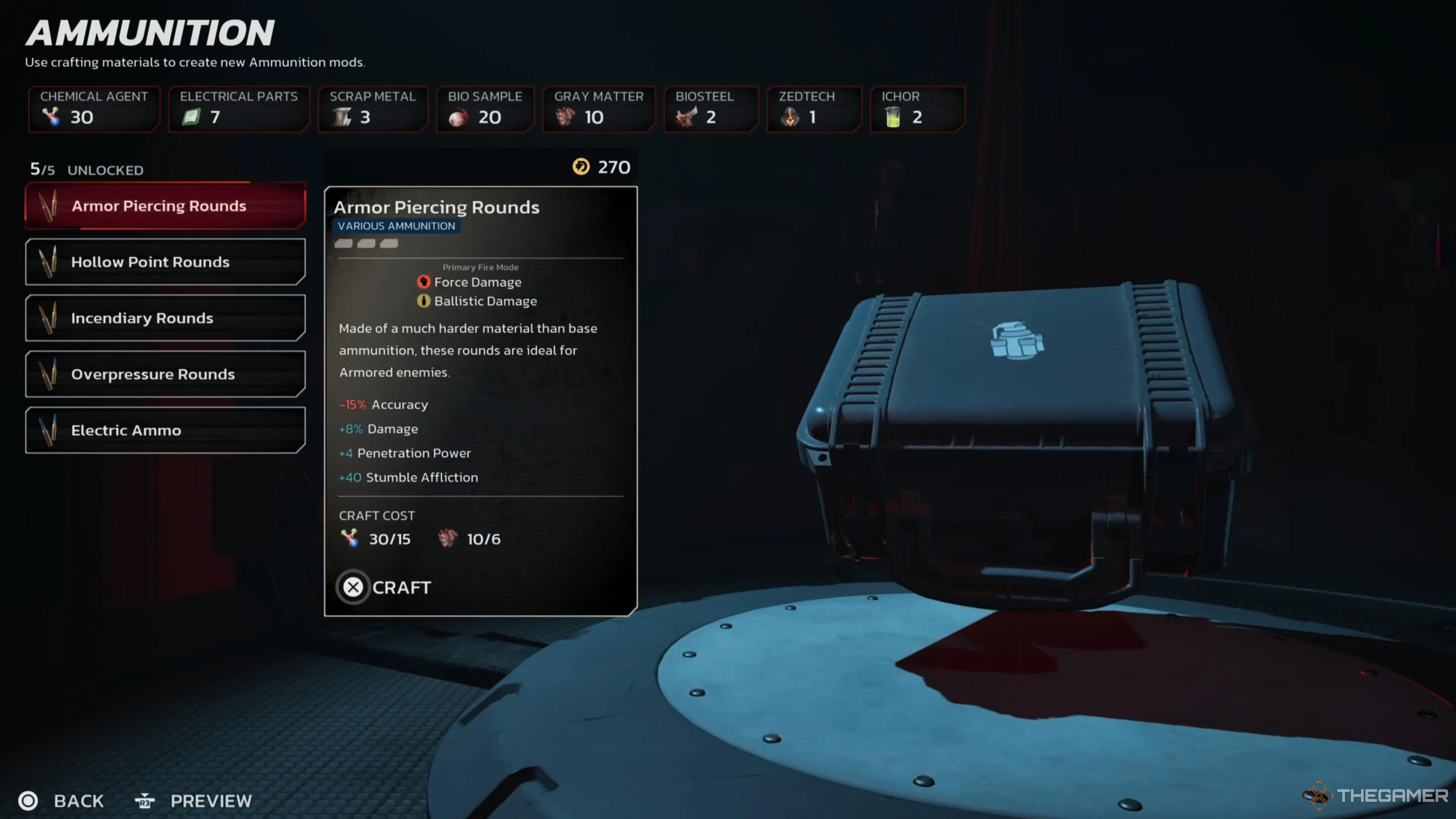 Module &quot;Armor Piercing Rounds&quot; hiển thị chi tiết nâng cấp đạn xuyên giáp cho vũ khí trong Killing Floor 3, liên quan đến thành tích mod vũ khí.
