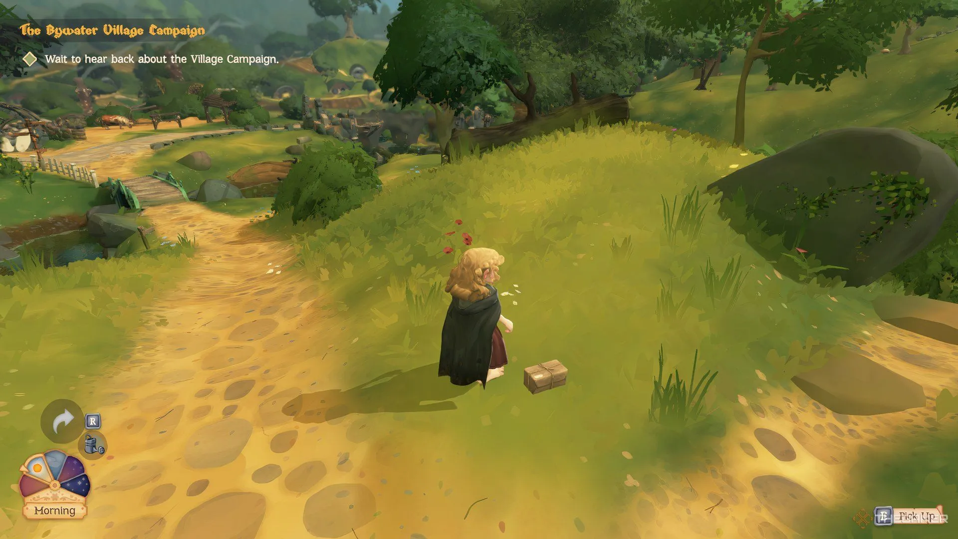 Một gói hàng thất lạc nằm trên mặt đất trong Tales of the Shire.