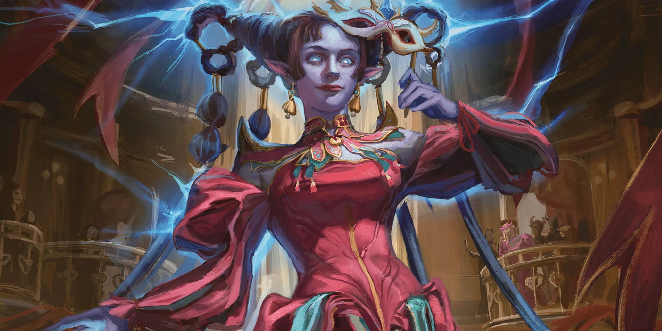 Một pháp sư Tiefling với luồng năng lượng xanh tỏa ra, minh họa cho sức mạnh của các build nhân vật mạnh trong Dungeons &amp; Dragons.