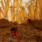 Người chơi Grounded 2 đang chiến đấu với Kiến Lính Đỏ (Red Soldier Ant) để thu thập nguyên liệu.