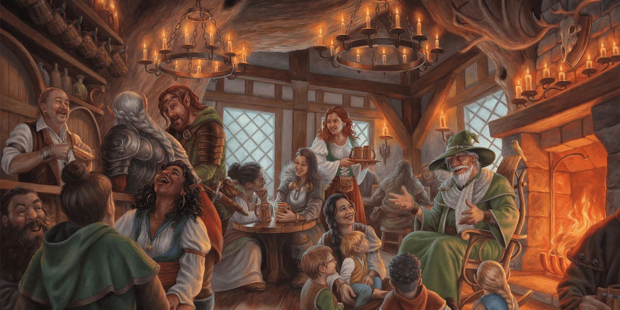 Nội thất một quán rượu Dragonlance, nơi những nhà thám hiểm tìm kiếm sự nghỉ ngơi không trọn vẹn.