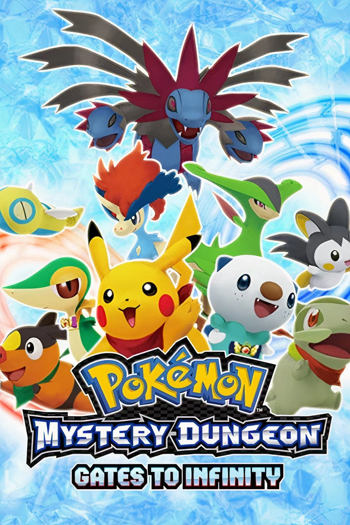 Pikachu và Oshawott khám phá hầm ngục 3D trong Pokemon Mystery Dungeon Gates to Infinity trên 3DS