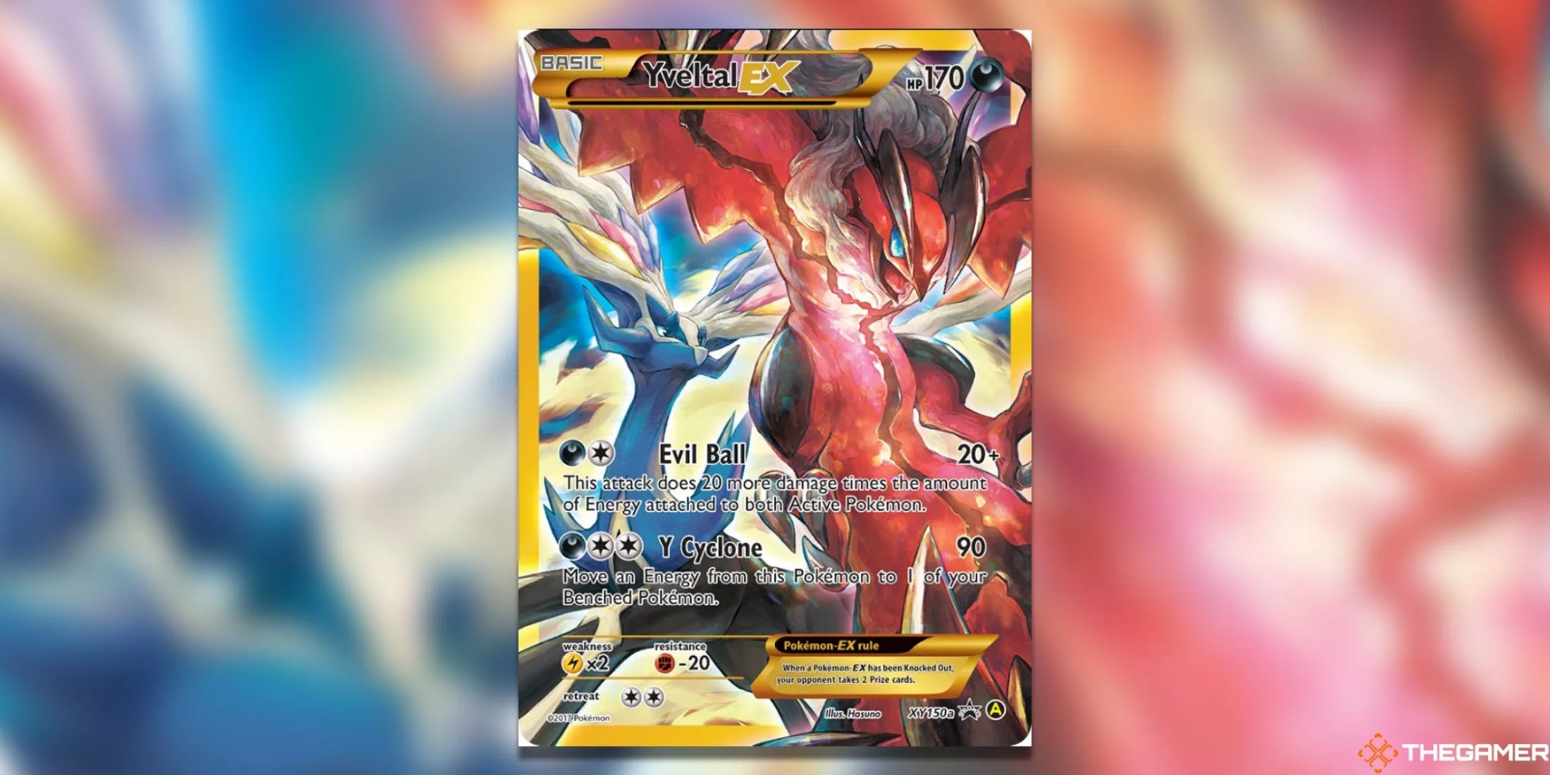 Thẻ bài Yveltal EX Alternate Art Promo trong Pokemon TCG, thể hiện vẻ hắc ám và sức mạnh huyền thoại của Pokemon Kalos.