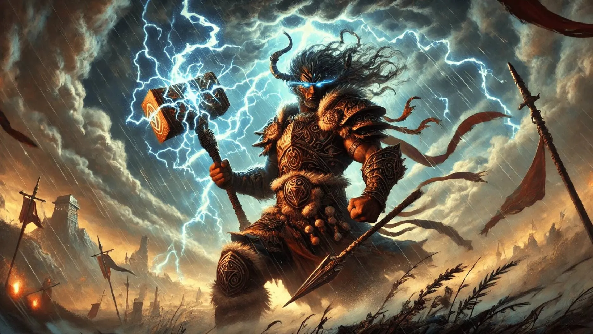 Barbarian Storm Herald với aura bão tố hỗ trợ đồng đội