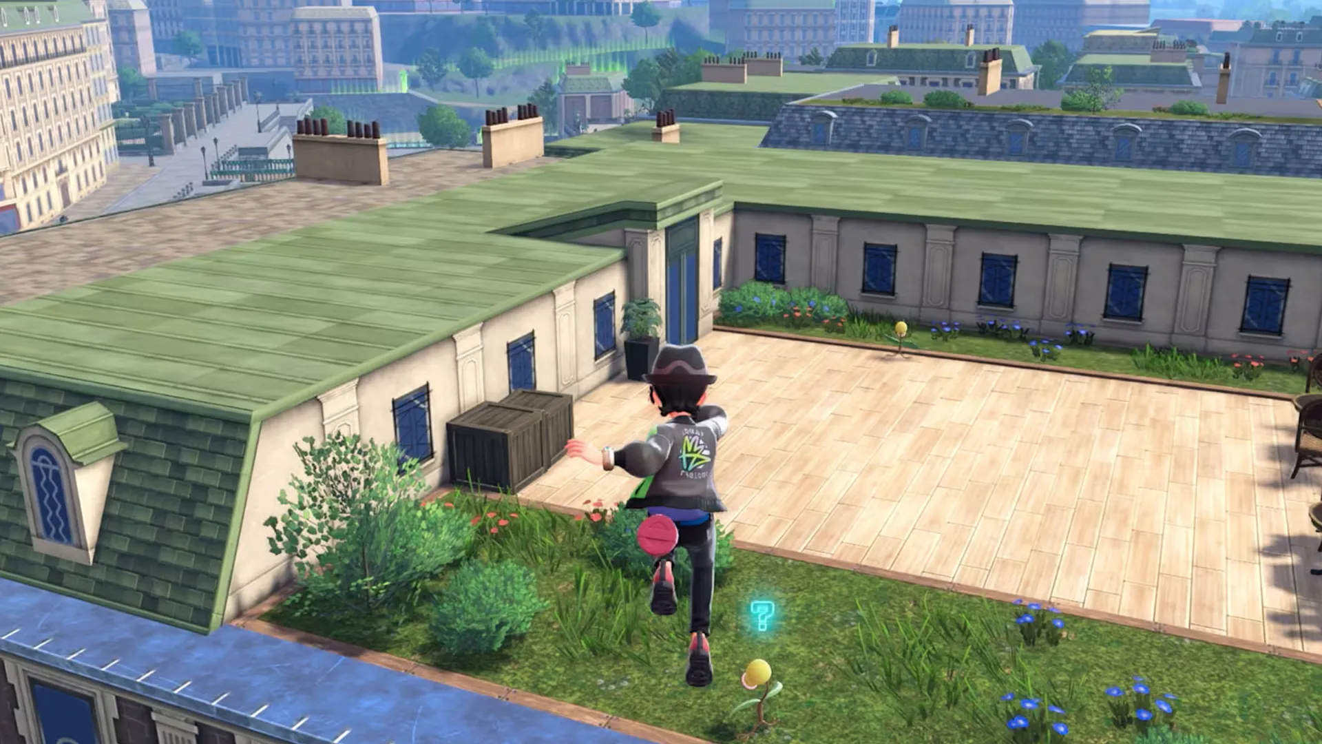 Cảnh mái nhà trong Pokémon Legends: Z-A, minh họa vị trí spawn của Shiny trong thế giới mở