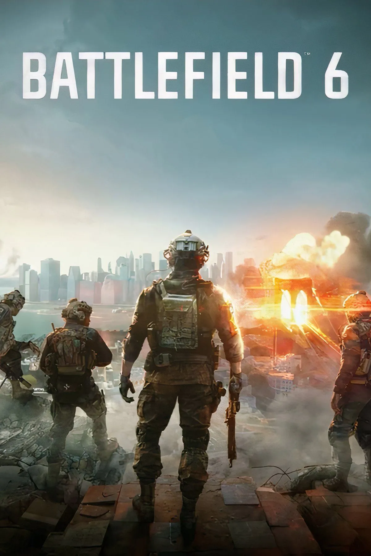 Cover art Battlefield 6: hình nền chiến trường và logo, minh họa bối cảnh chiến tranh hiện đại và chế độ multiplayer