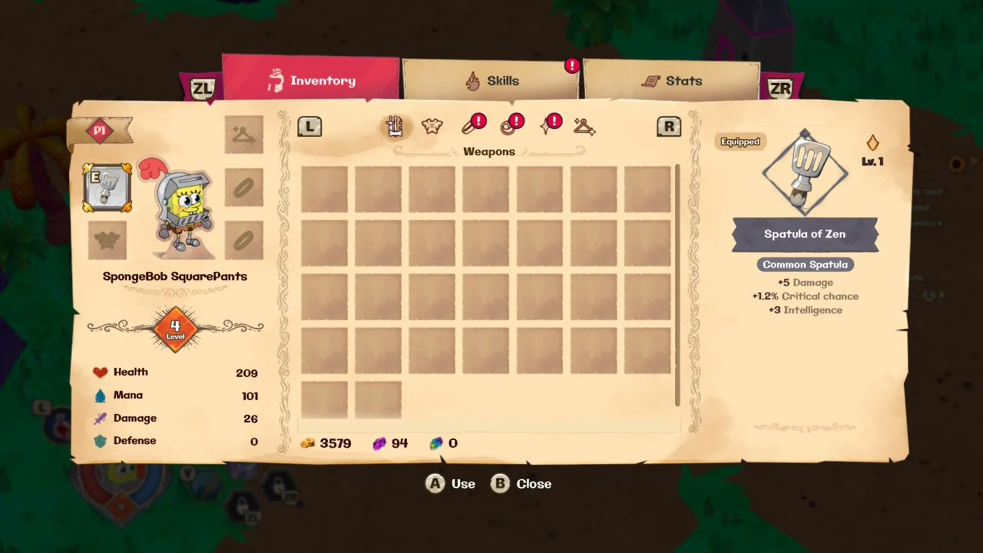 Giao diện UI và hệ thống menu trong game, cho thấy cách phân bổ item và trang bị