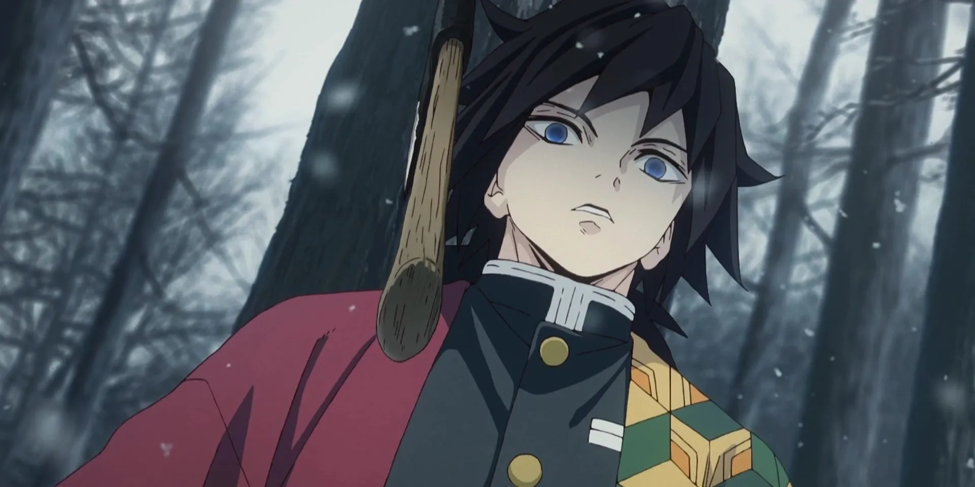 Giyu Tomioka đứng canh bên ngoài nhà Wisteria, biểu tượng của trách nhiệm và cô đơn