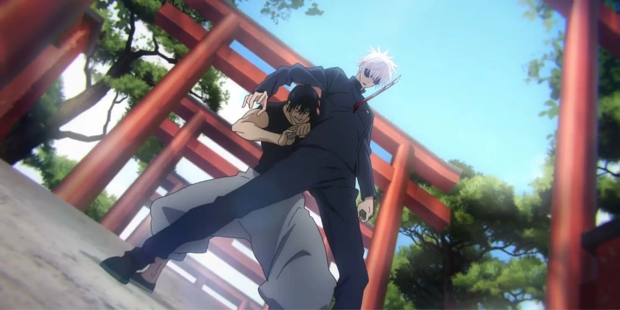 Gojo đối mặt Toji Fushiguro, cảnh tượng thể hiện sự phục hồi và kiểm soát