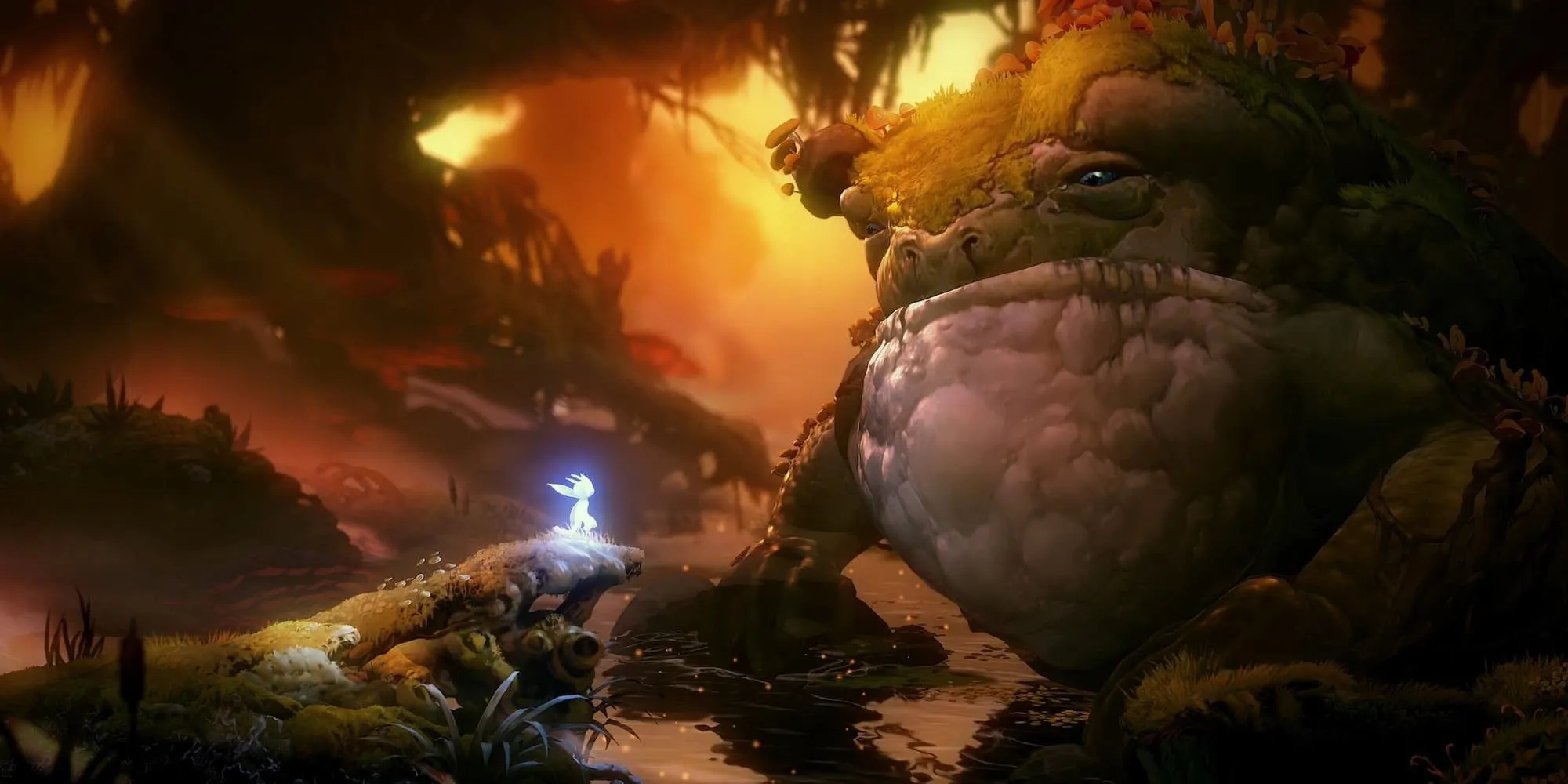 Khung cảnh và sinh vật khổng lồ trong Ori and the Will of the Wisps thể hiện quy mô thế giới khám phá