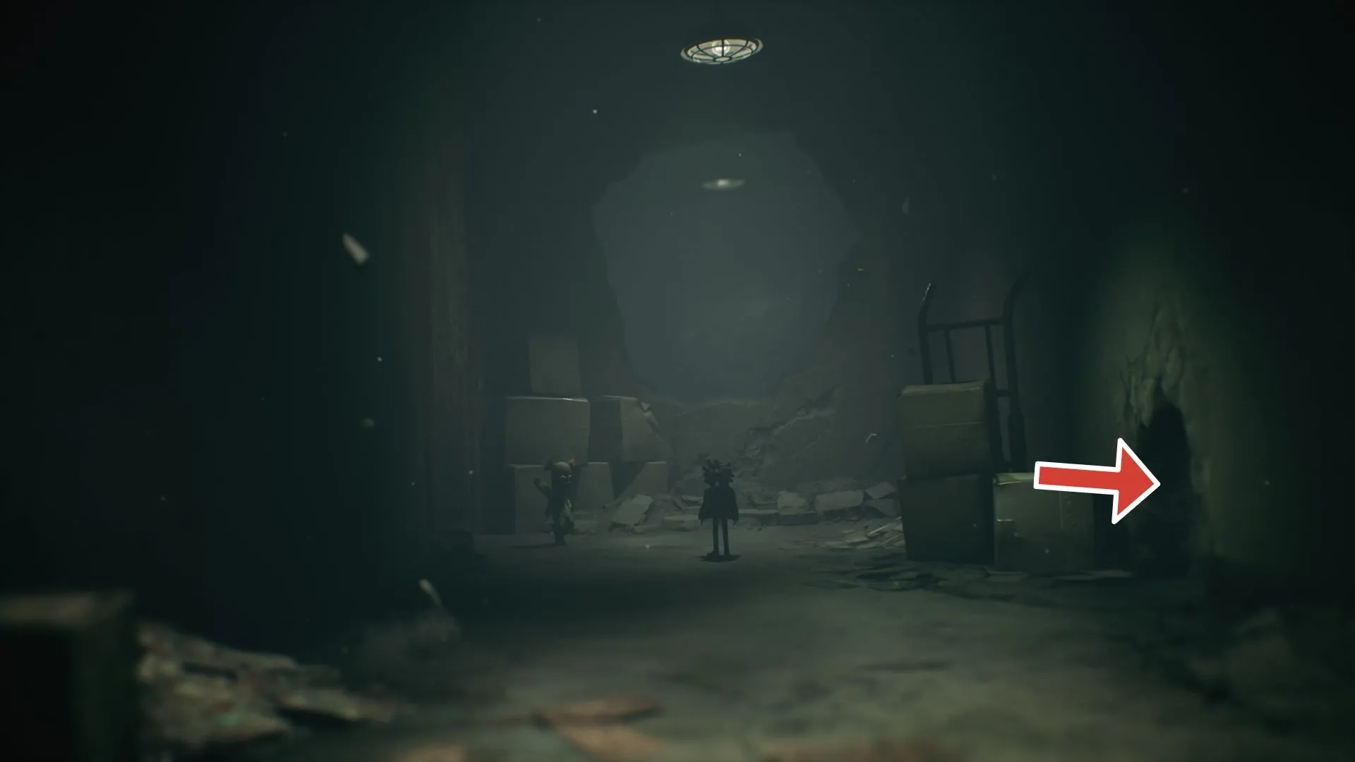 Lối vào có chìa khóa đặt trên thùng, vị trí dẫn tới phòng khóa chứa Ma #6