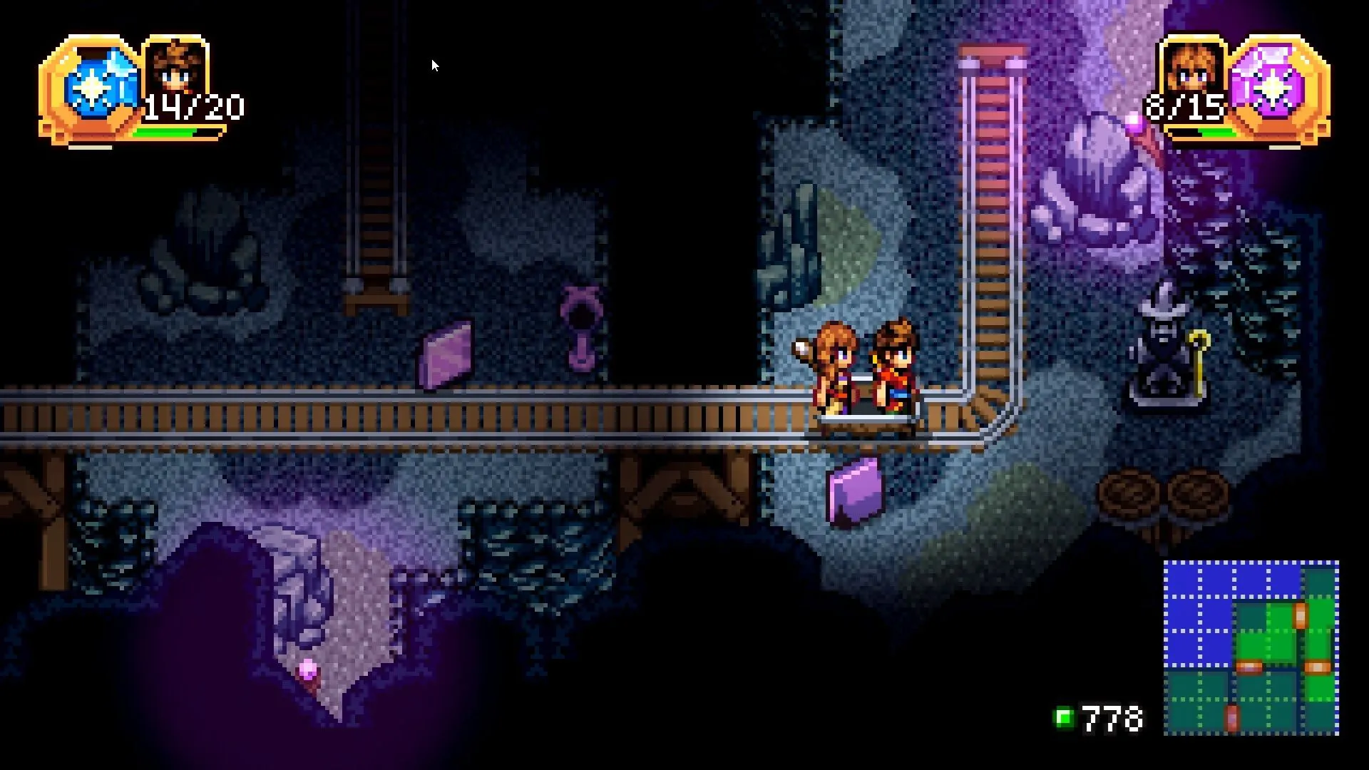 Rio và Reima trên xe mỏ: dungeon có cơ chế di chuyển và khám phá