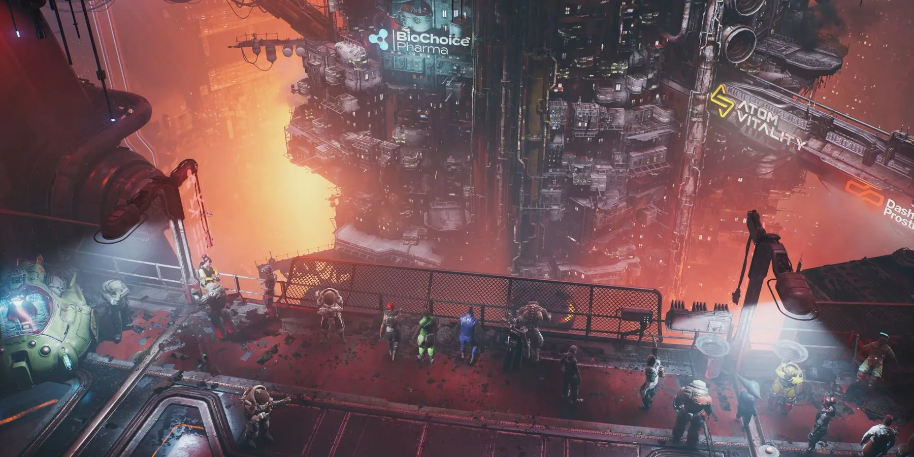 The Ascent - thành phố neon cyberpunk góc nhìn isometric, gameplay hành động looter-shooter